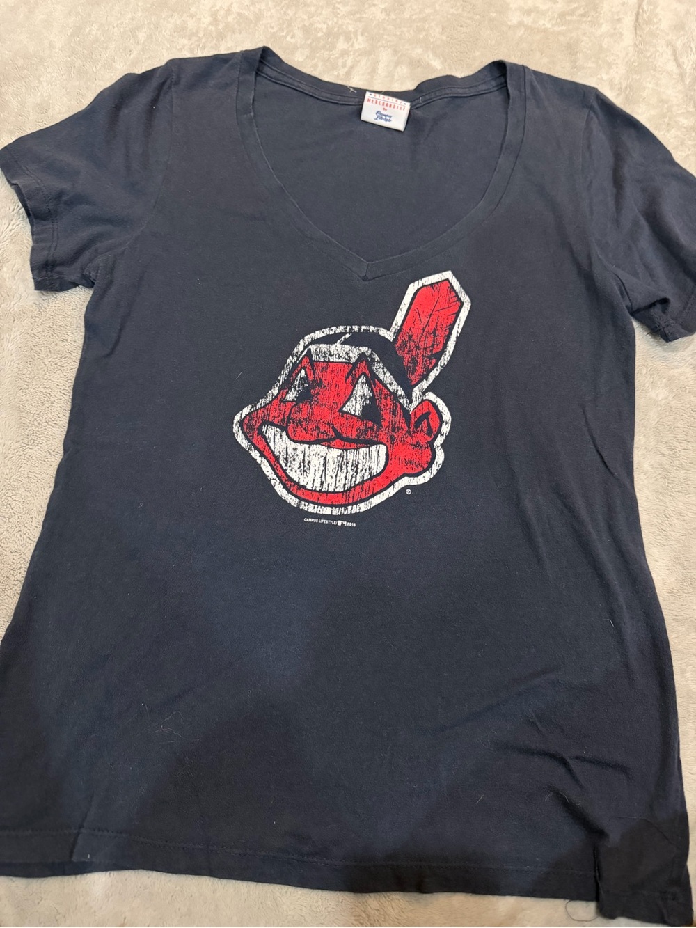 MBLife Black V-Neck Tee with Distressed Red Graphic
